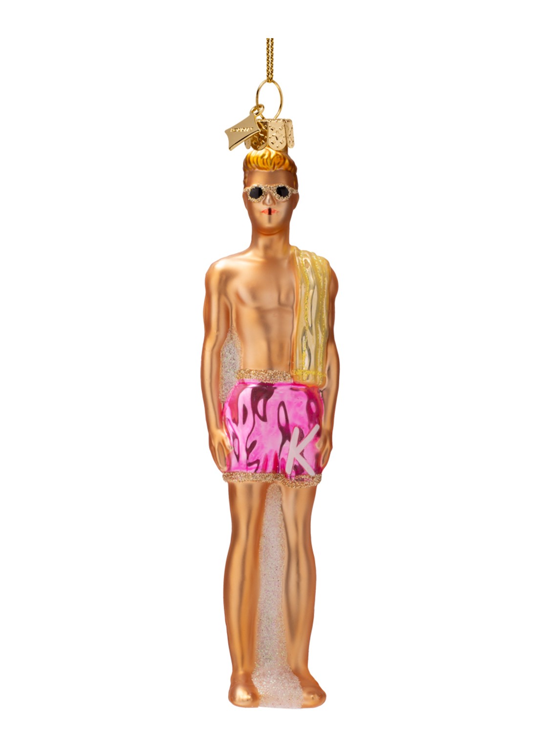 Vondels Barbie Ken Pop kersthanger 16,5 cm - voorkant 2 beige