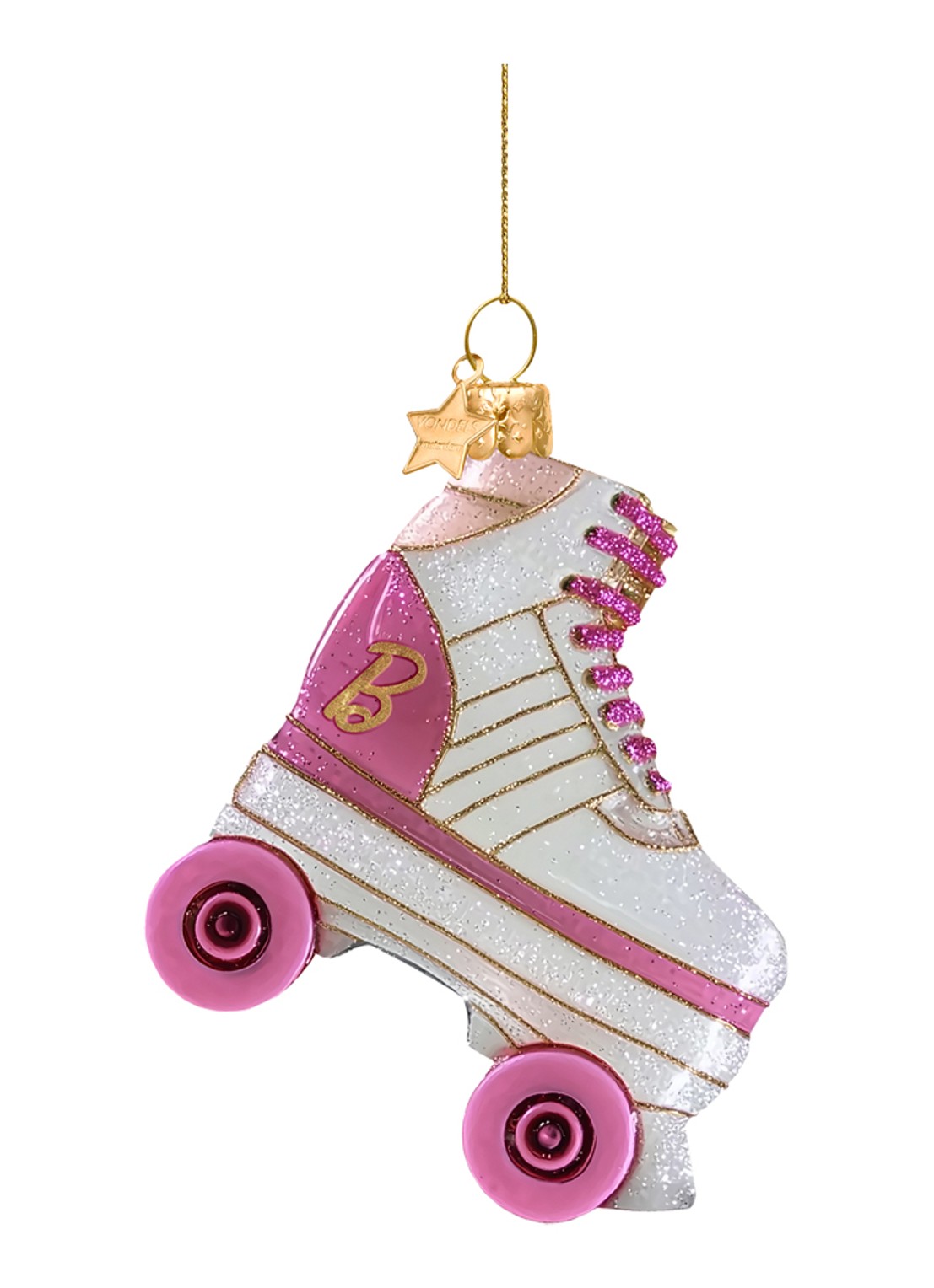 Vondels Barbie rolschaats kersthanger 8 cm - voorkant 2 wit
