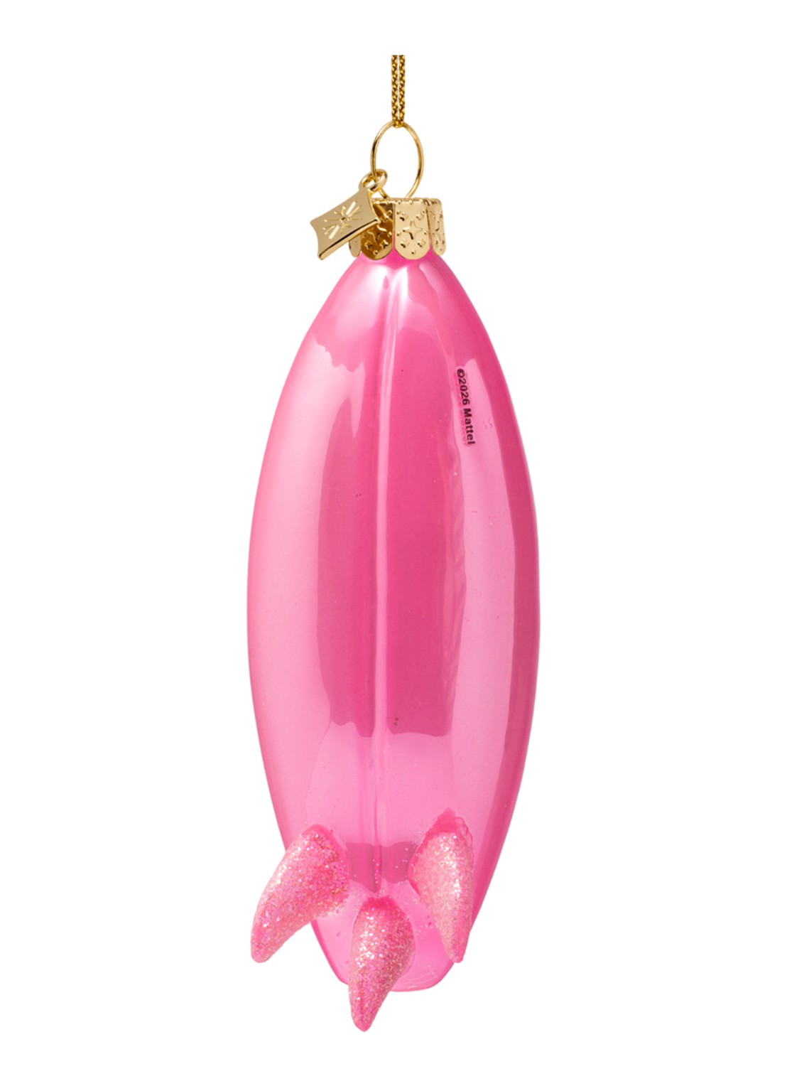 Vondels Barbie Surfboard kersthanger 11 cm - achterkant 2 roze
