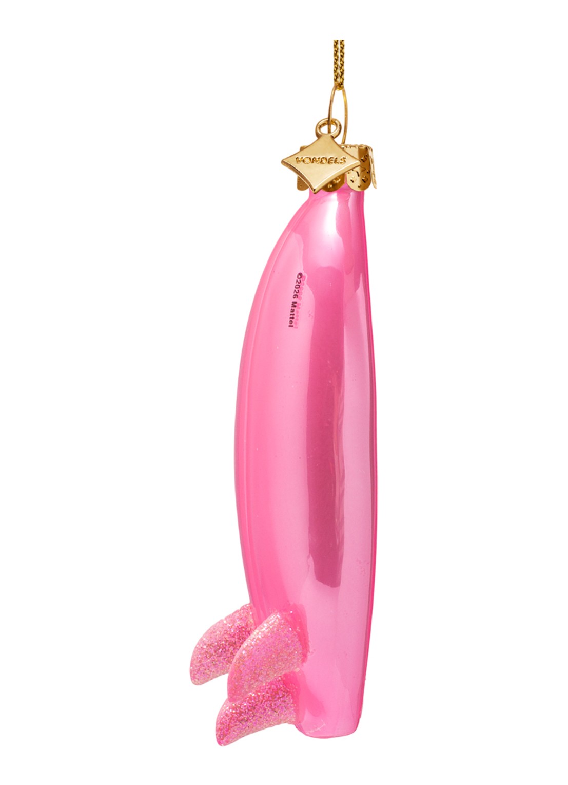 Vondels Barbie Surfboard kersthanger 11 cm - detail roze
