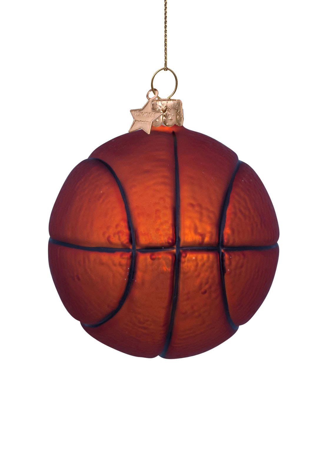 Vondels Basketbal kersthanger 7 cm - voorkant 4 orange