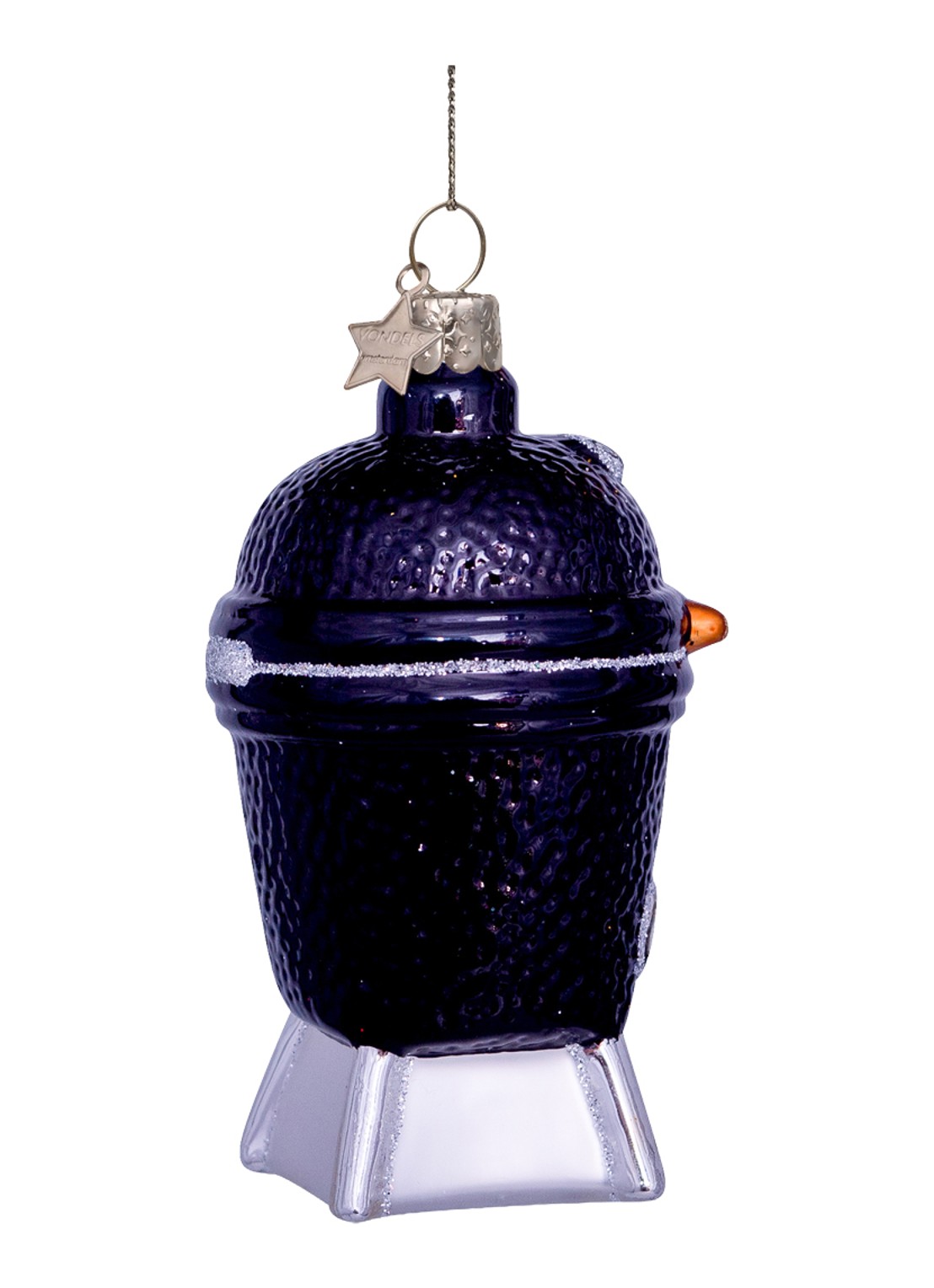 Vondels BBQ Ei kersthanger 10 cm - detail zwart