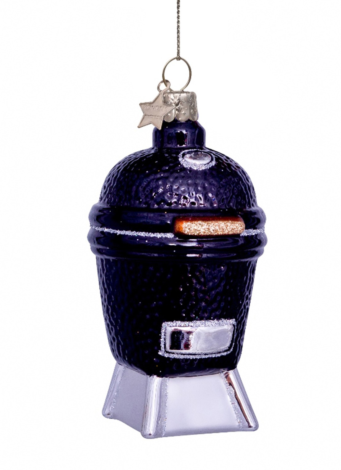 Vondels BBQ Ei kersthanger 10 cm - voorkant 3 zwart