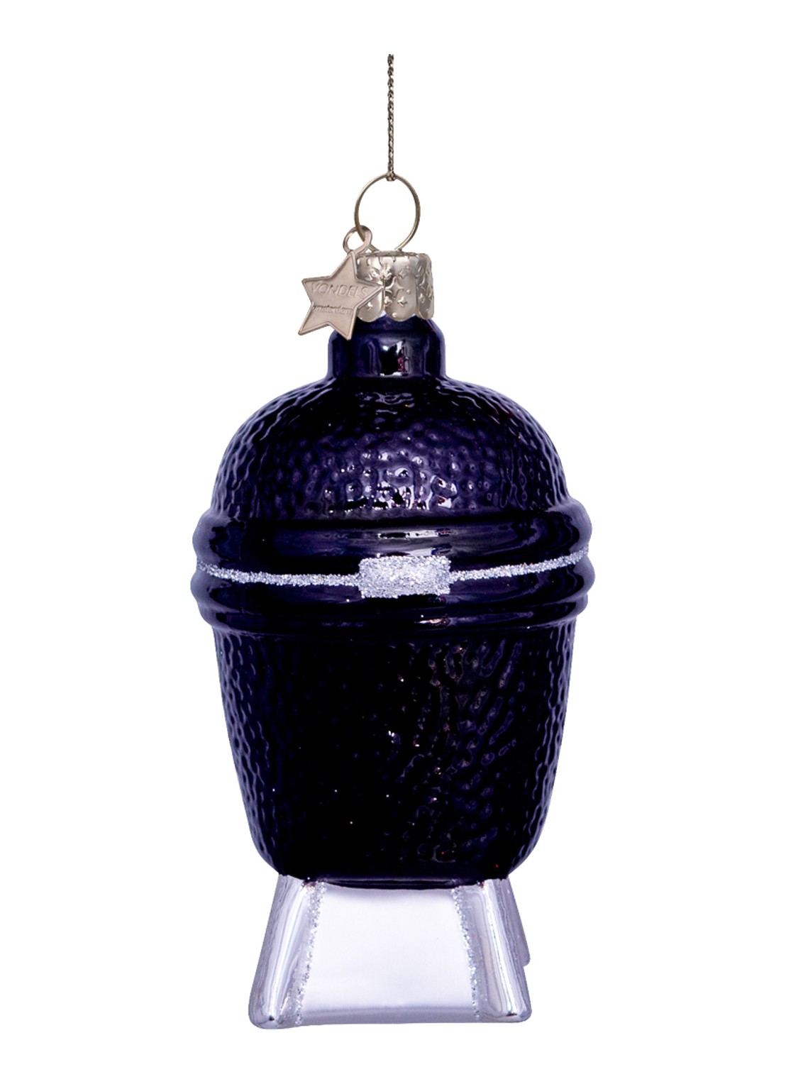 Vondels BBQ Ei kersthanger 10 cm - voorkant 4 zwart