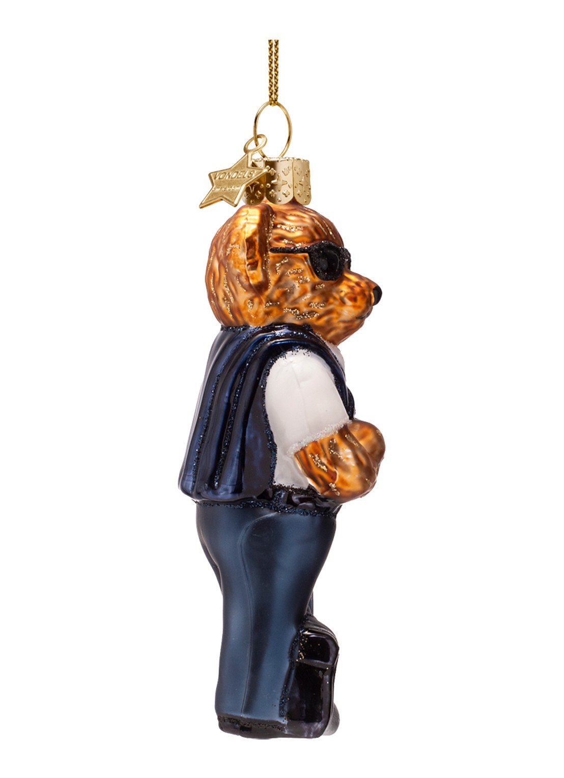 Vondels Beer in golfkleding kersthanger 12 cm - detail donkerblauw