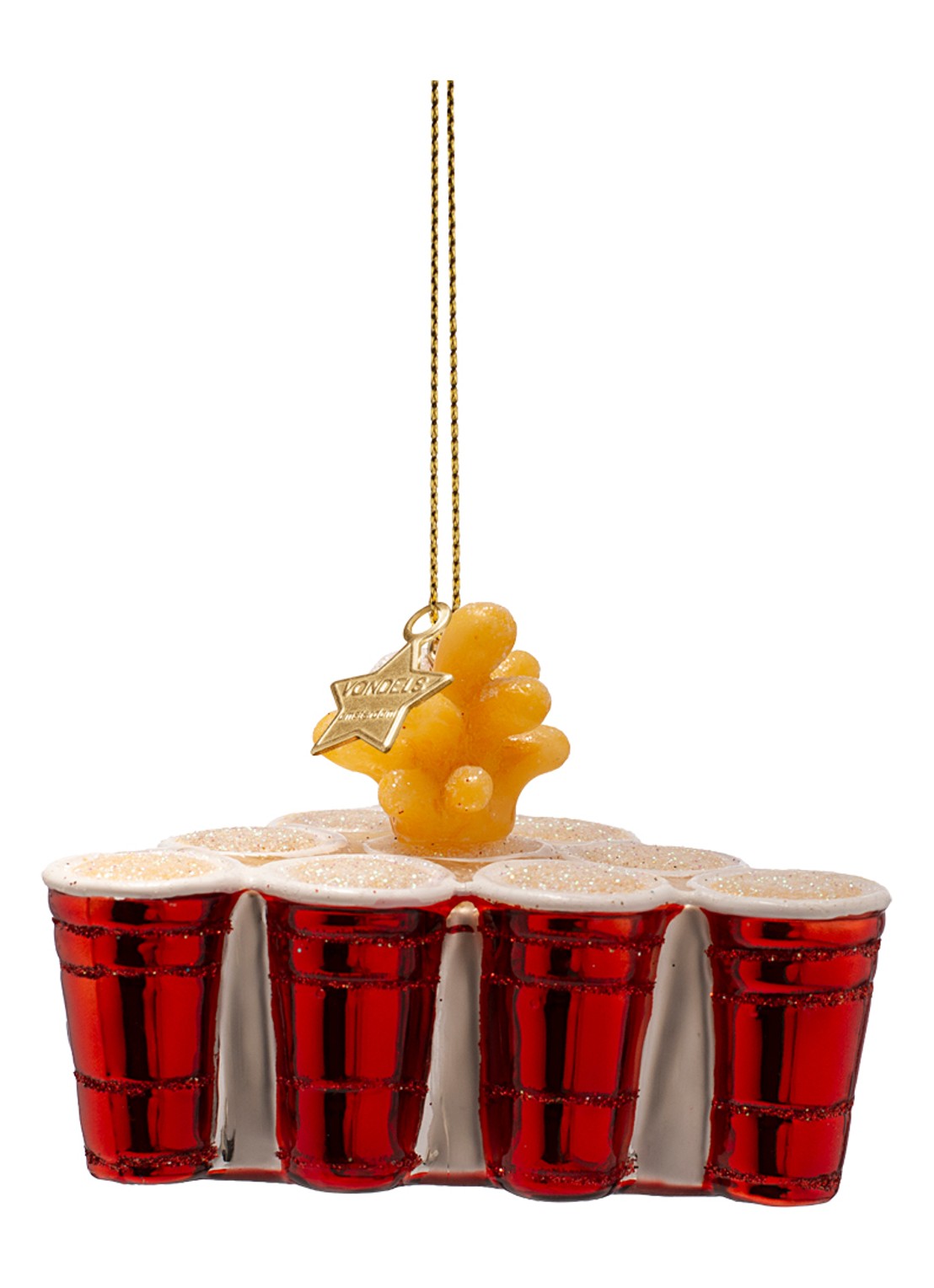 Vondels Beer Pong kersthanger 6 cm - achterkant 2 rood