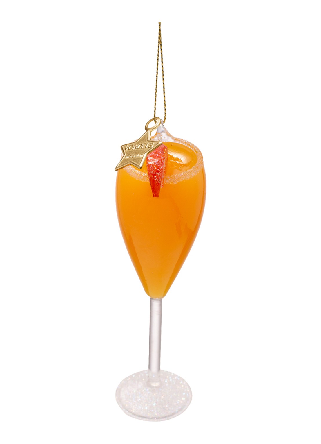 Vondels Bellini Cocktail kersthanger 12,5 cm - detail 4 orange