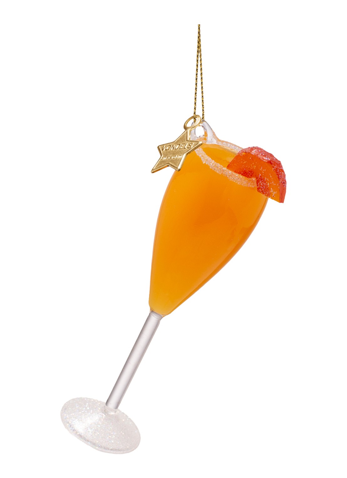 Vondels Bellini Cocktail kersthanger 12,5 cm - voorkant 2 orange