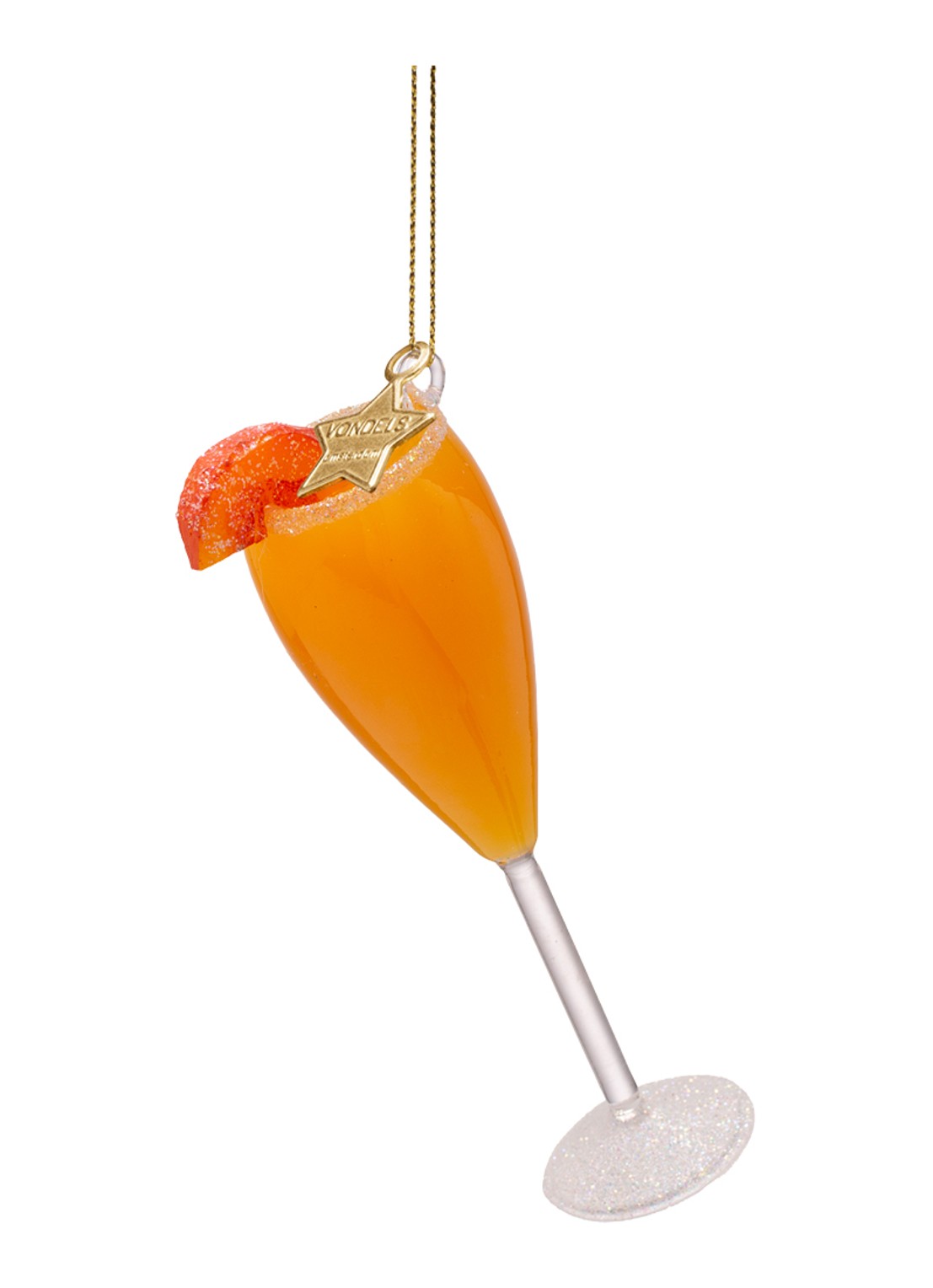 Vondels Bellini Cocktail kersthanger 12,5 cm - voorkant 3 orange