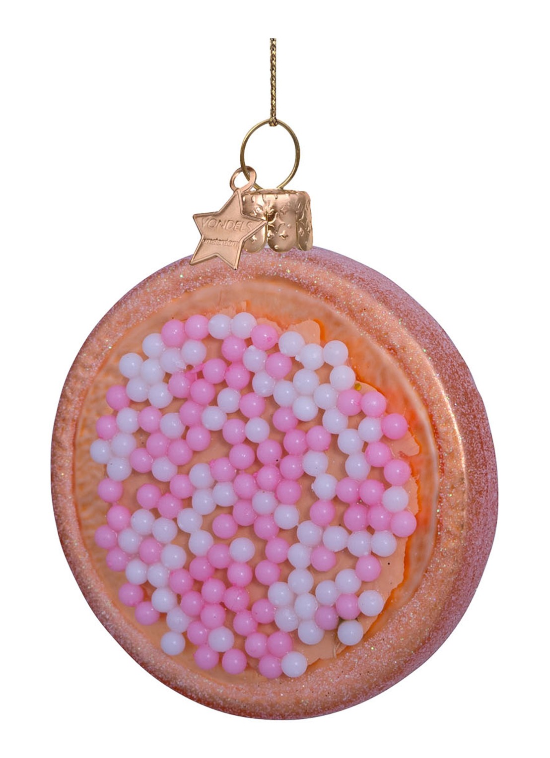 Vondels Beschuit met muisjes kersthanger 8.,5 cm - detail 2 roze