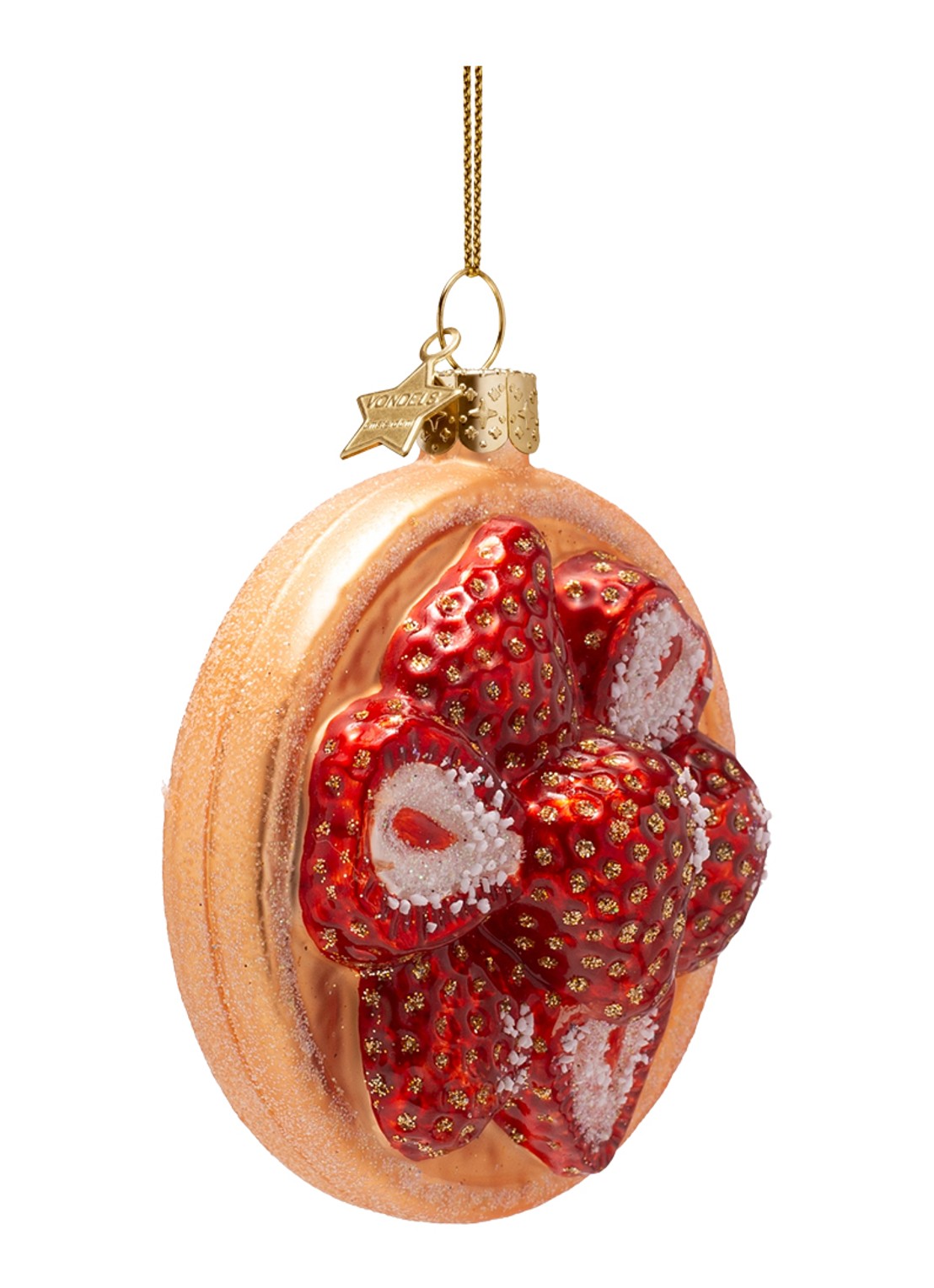 Vondels Beschuitje met aardbei kersthanger 8,5 cm - detail 4 rood