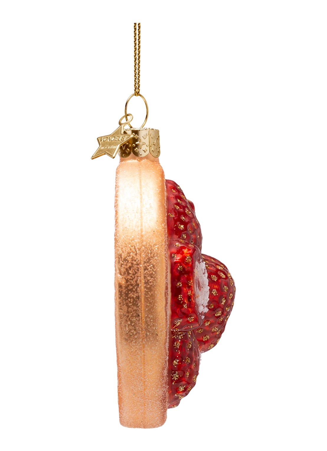 Vondels Beschuitje met aardbei kersthanger 8,5 cm - detail 5 rood
