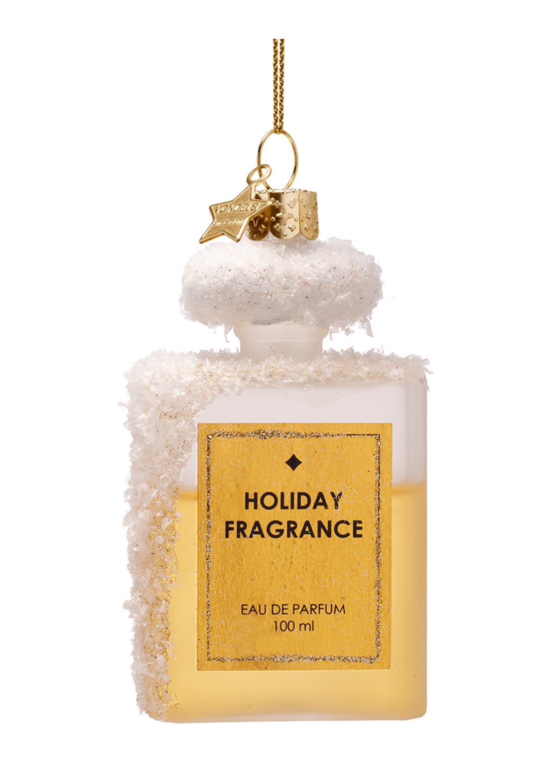 Vondels Bevroren Parfum kersthanger 8,5 cm - voorkant 3 goud