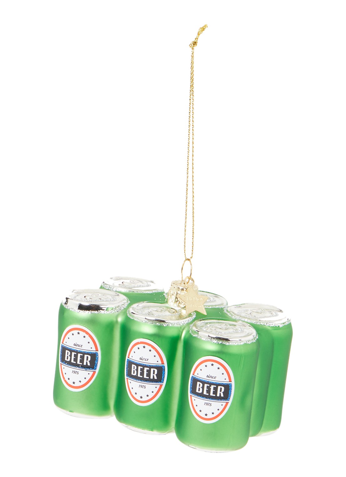Vondels Bier 6-Pack kersthanger 6 cm - voorkant groen