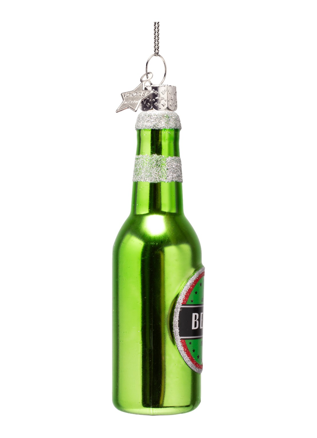 Vondels Bierfles kersthanger 12,5 cm - detail 3 groen
