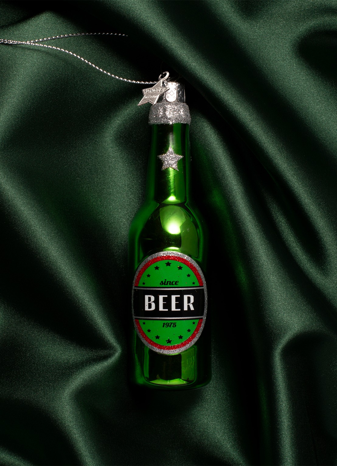 Vondels Bierfles kersthanger 12,5 cm - voorkant 2 groen