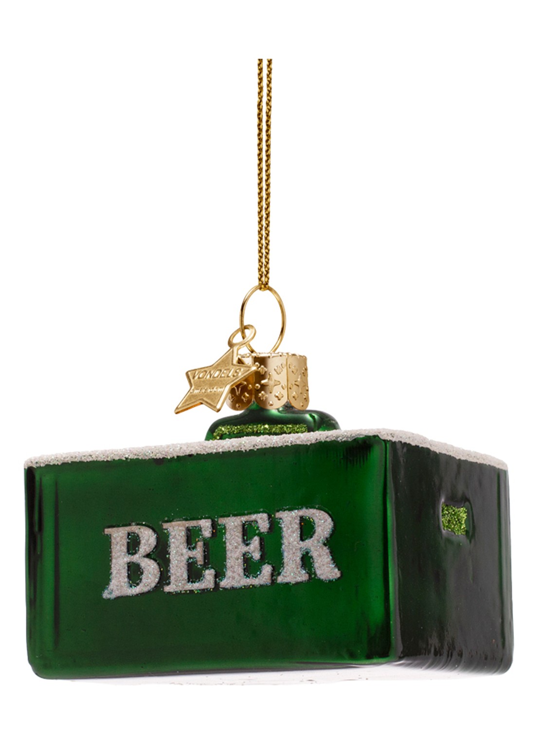 Vondels Bierkrat kersthanger 5,5 cm - achterkant 2 groen