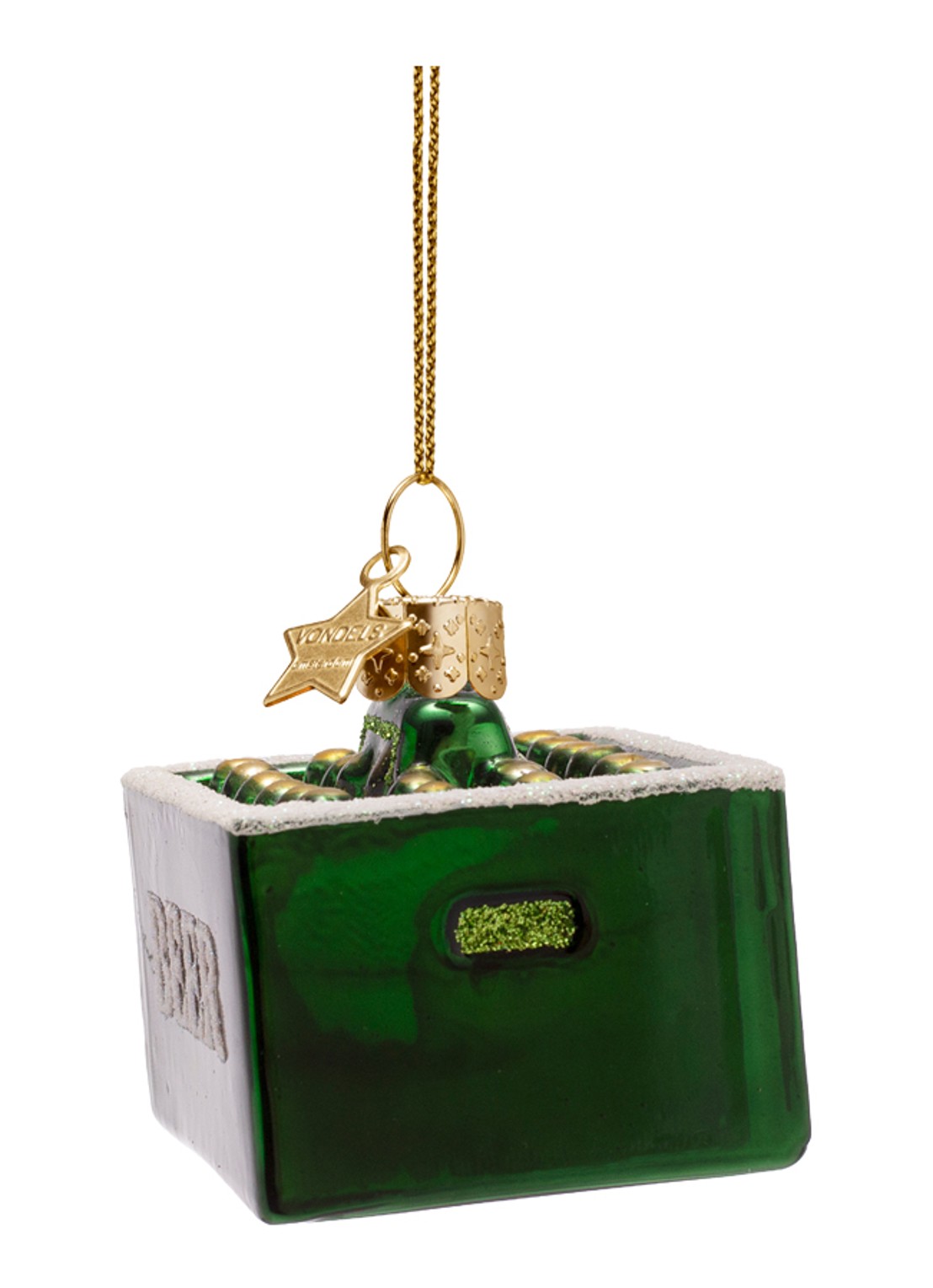 Vondels Bierkrat kersthanger 5,5 cm - detail groen