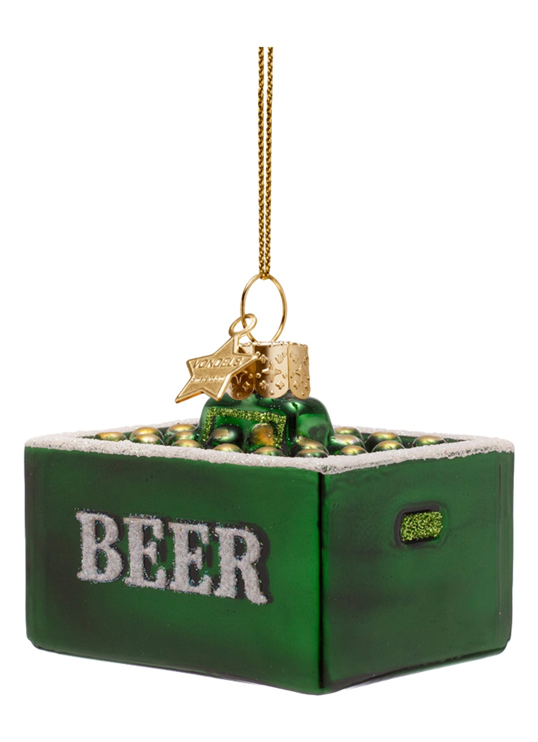Vondels Bierkrat kersthanger 5,5 cm - voorkant 3 groen