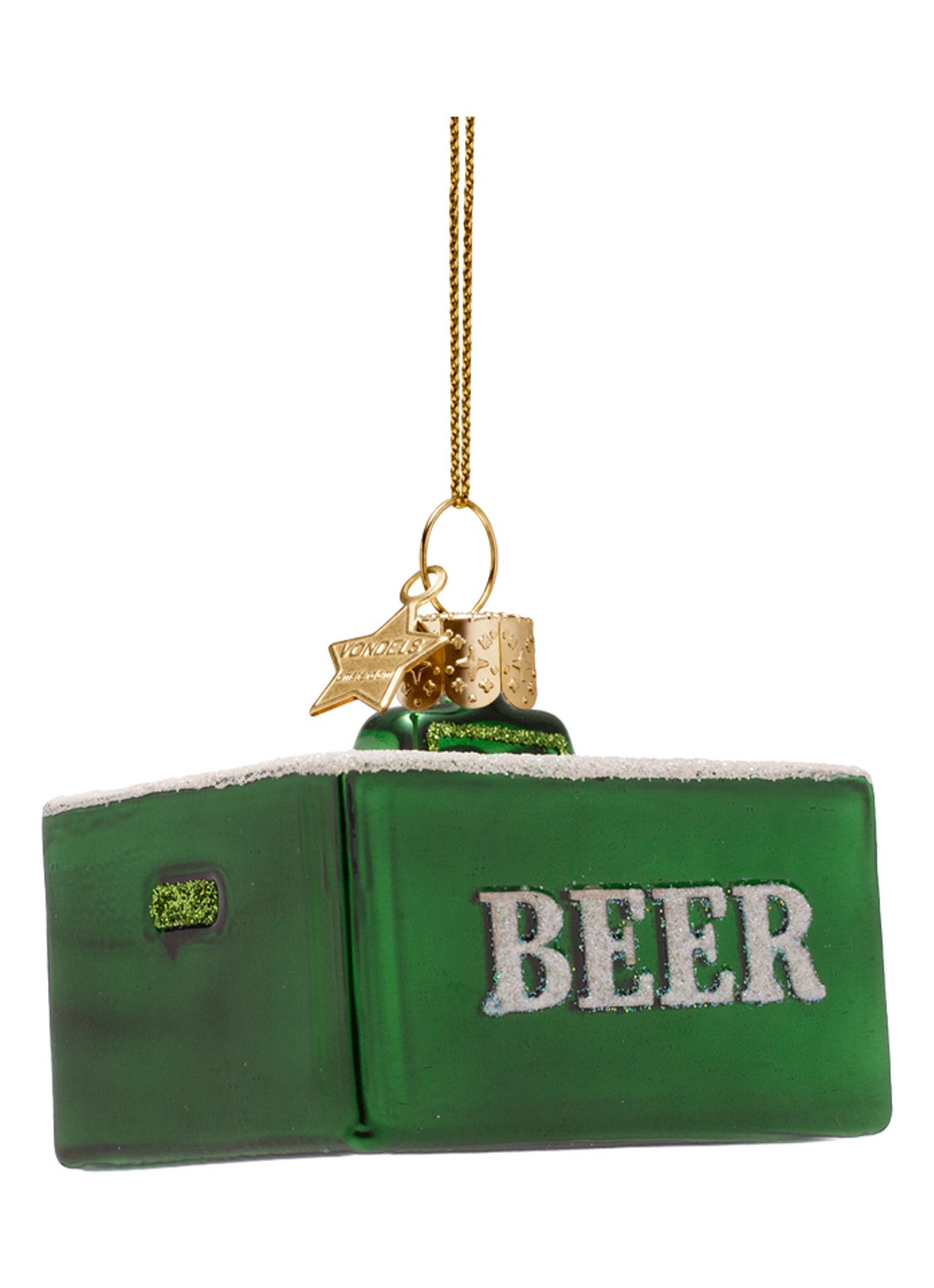 Vondels Bierkrat kersthanger 5,5 cm - voorkant 4 groen