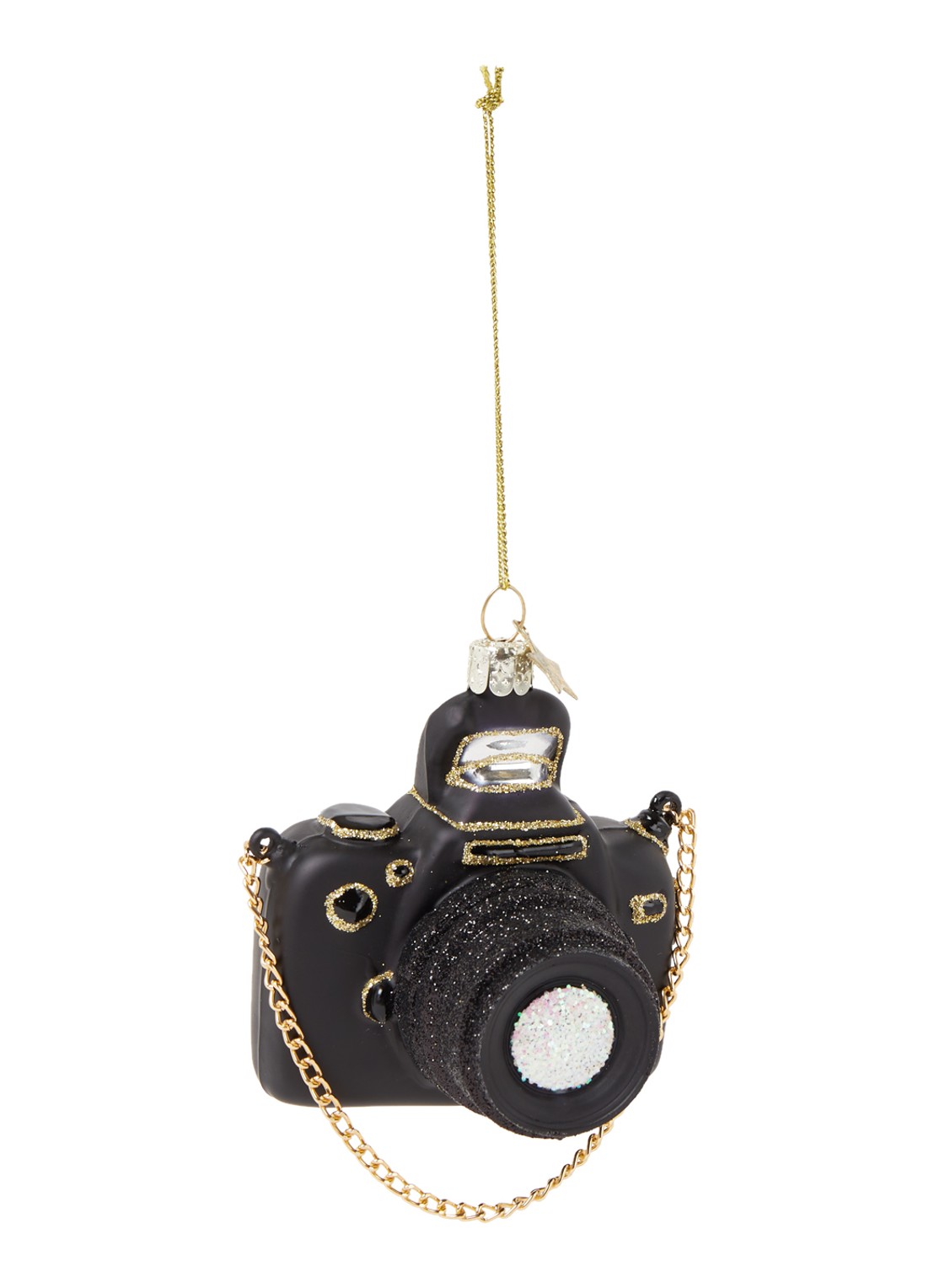 Vondels Black Camera kersthanger 9 cm - voorkant zwart