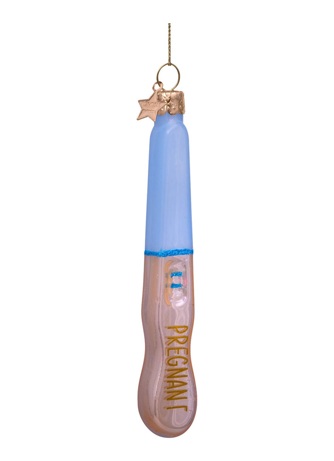 Vondels Blauwe Zwangerschapstest kersthanger 11 cm - voorkant 3 multicolor