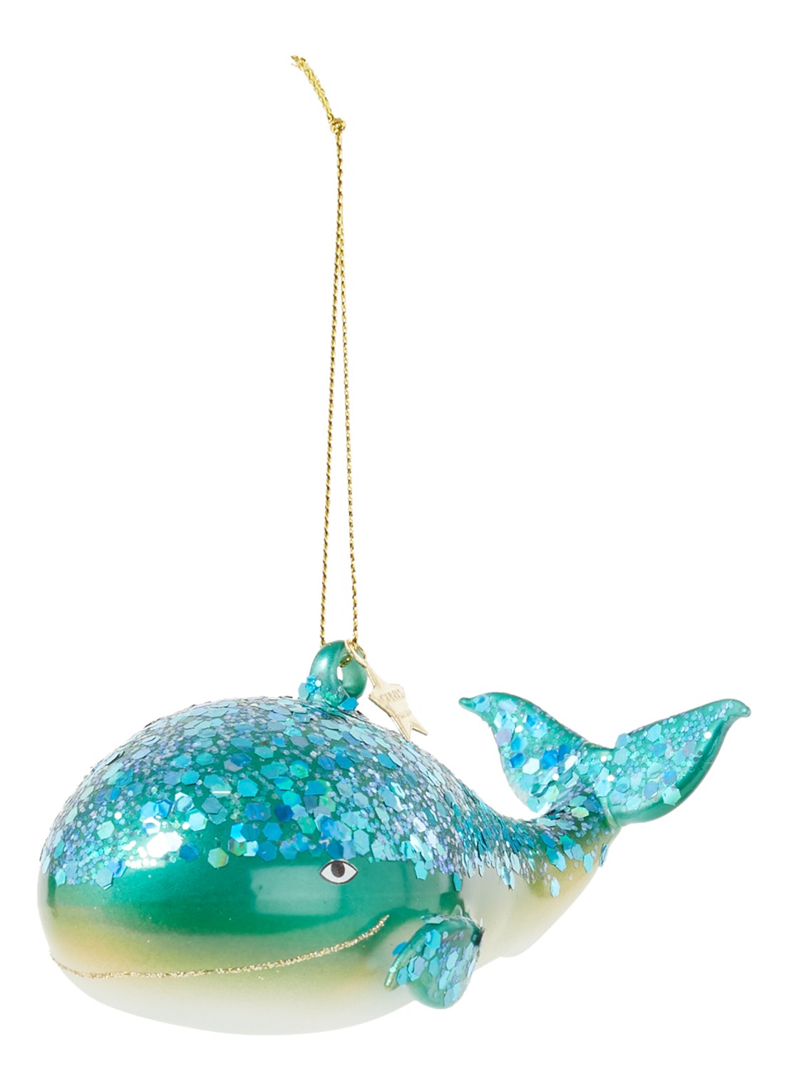 Vondels Blue Giant Whale kersthanger 4,5 cm - voorkant turquoise