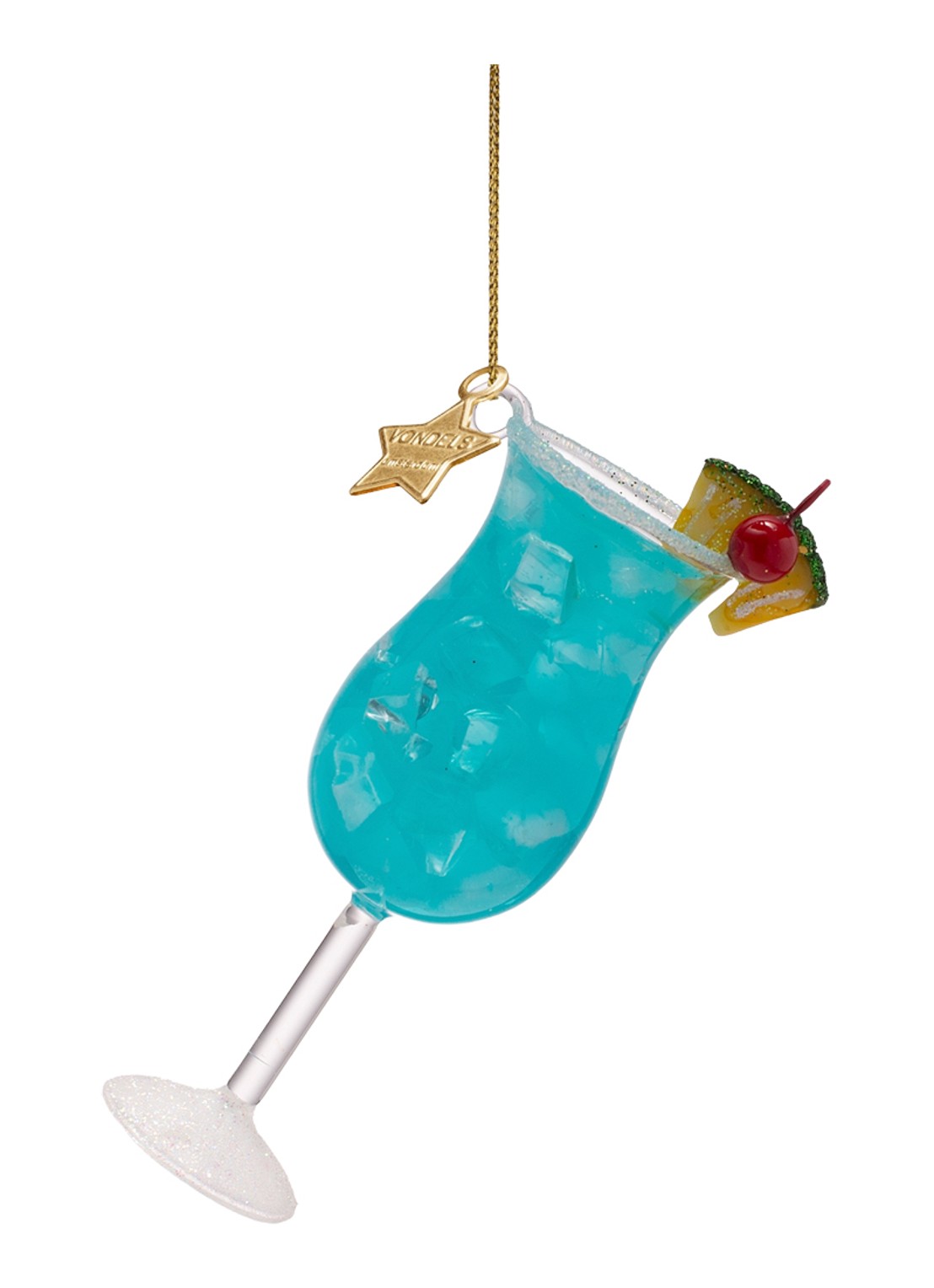 Vondels Blue Lagoon cocktail kersthanger 12,5 cm - voorkant blauw