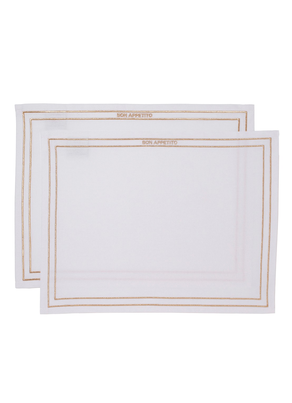 Vondels Bon Appetito placemat 42 x 32 cm set van 2 - voorkant 2 gebroken wit