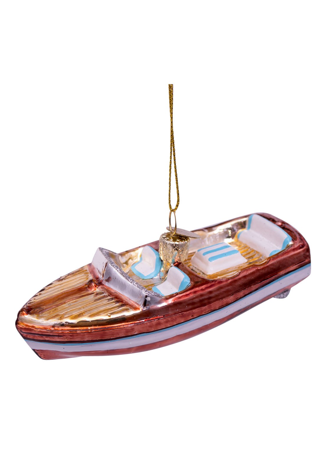 Vondels Boot kersthanger 4 cm - detail 2 bruin