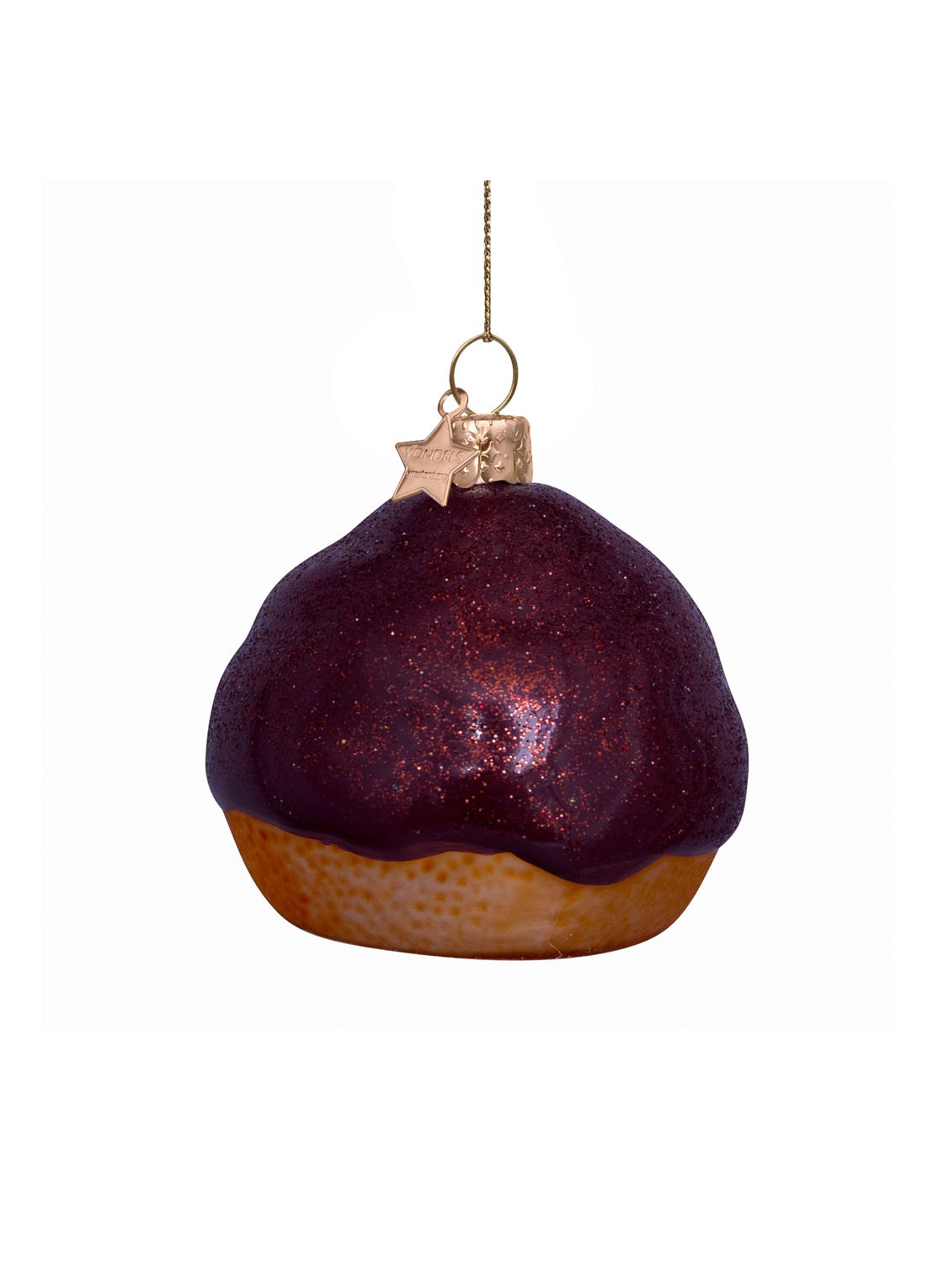 Vondels Bossche Bol kersthanger 6,5 cm - detail bruin