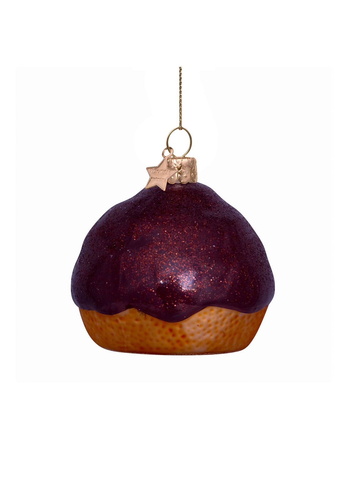 Vondels Bossche Bol kersthanger 6,5 cm - voorkant 2 bruin