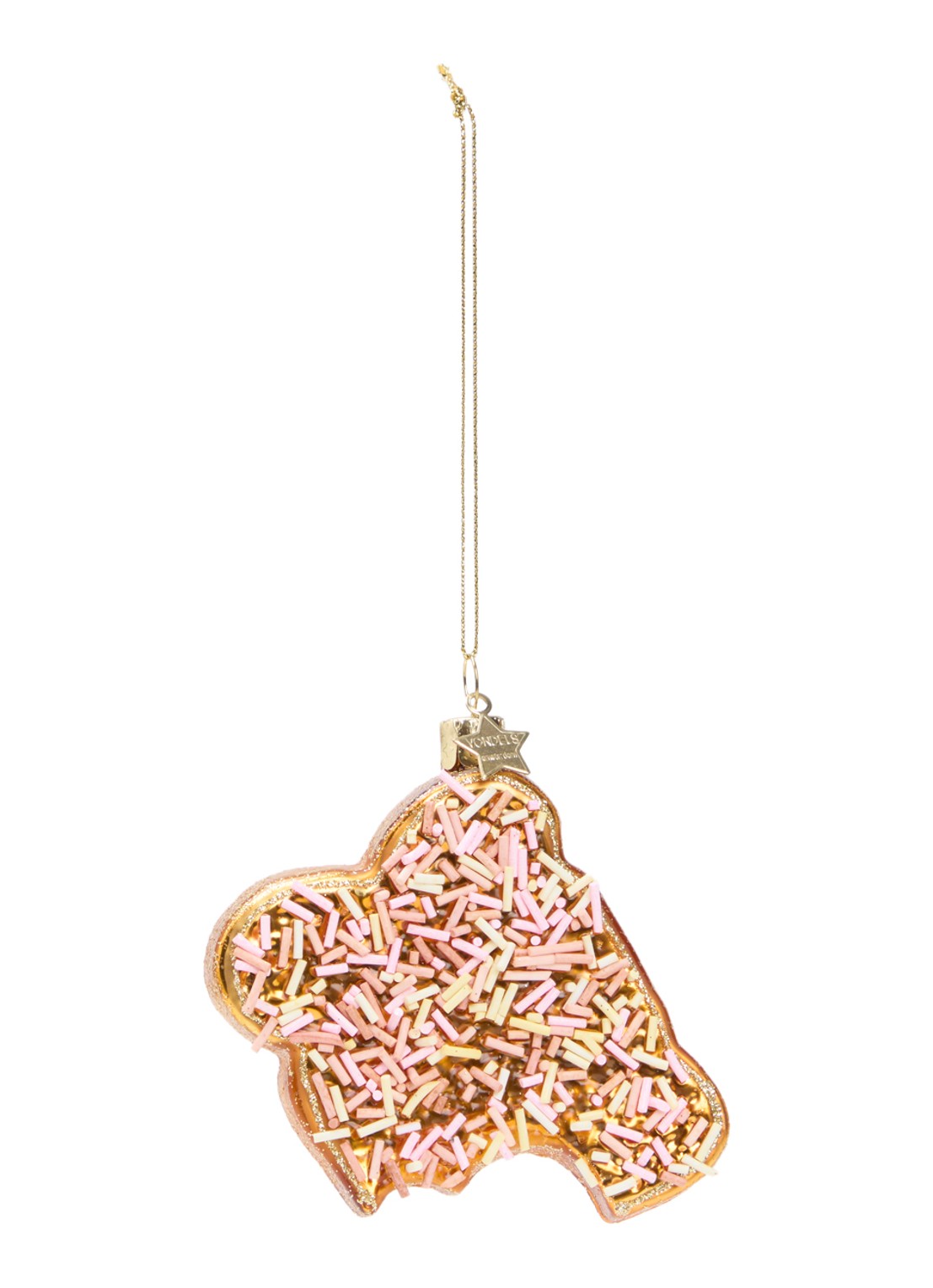 Vondels Boterham Vruchtenhagel kersthanger 9 cm - voorkant goud