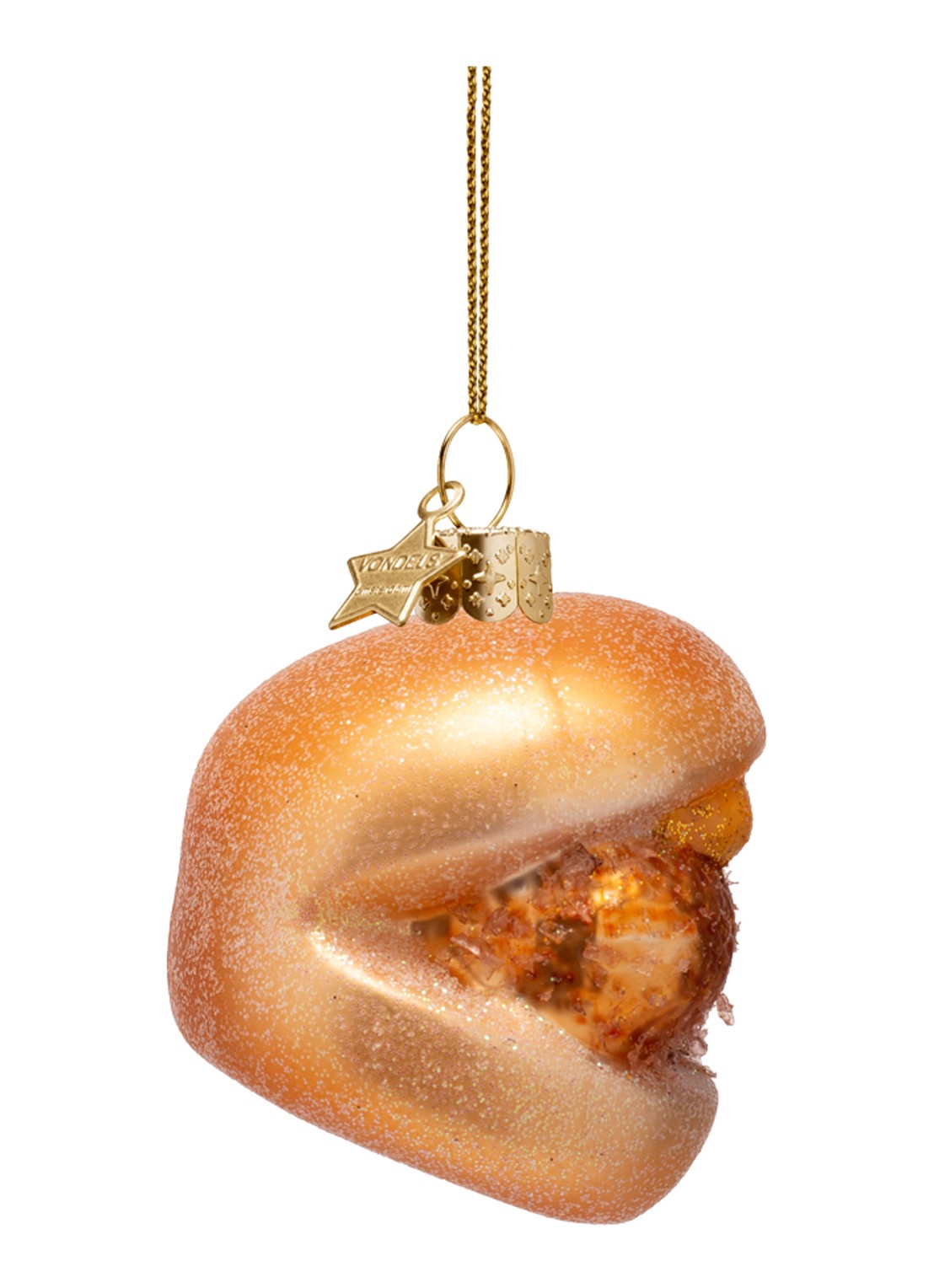 Vondels Broodje Kroket kersthanger 6,5 cm - detail 2 goud