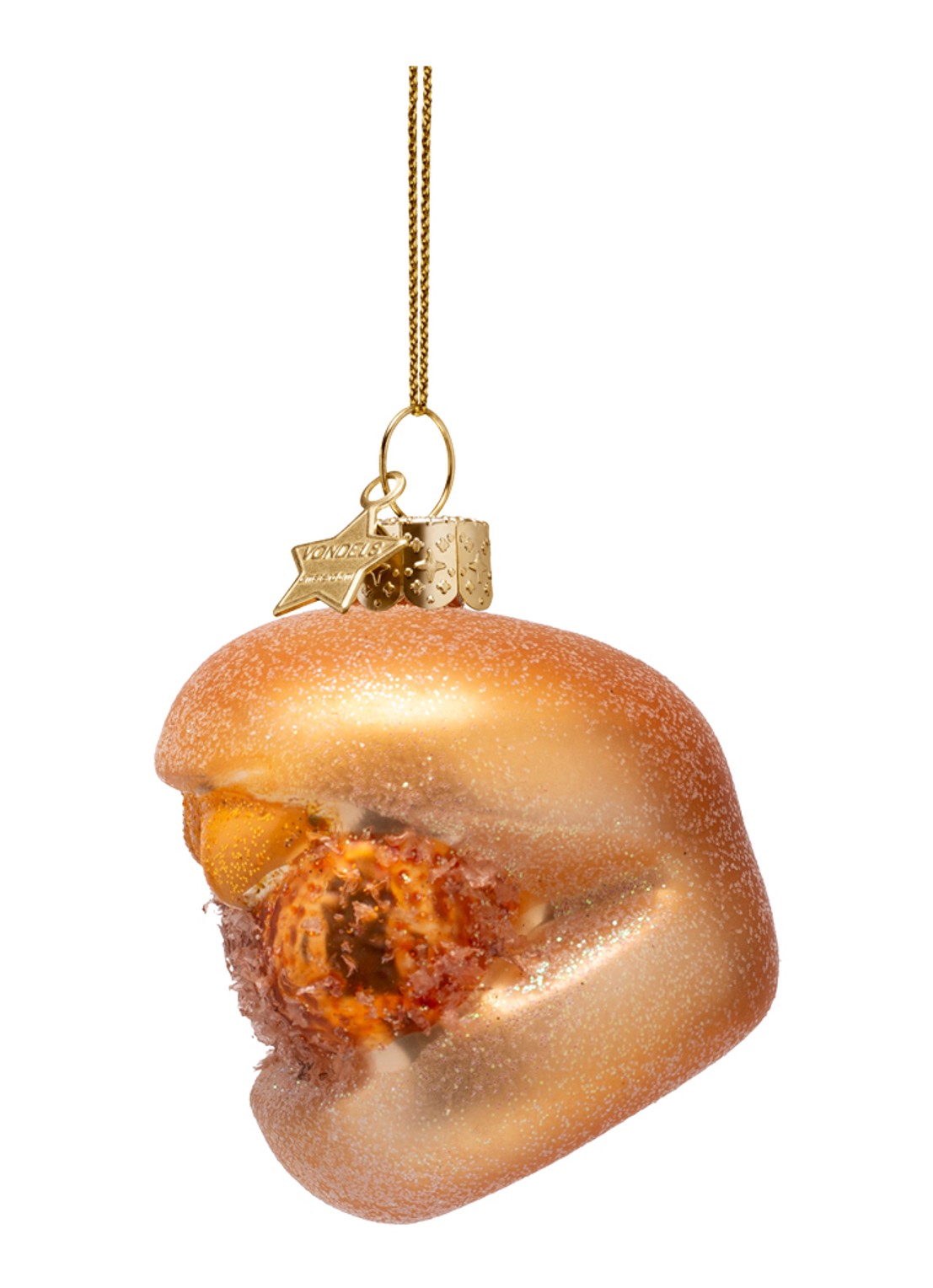 Vondels Broodje Kroket kersthanger 6,5 cm - detail 3 goud