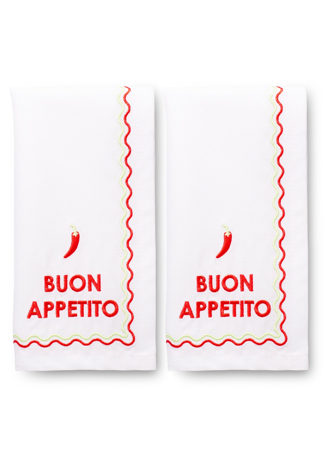 Vondels Buon Appetito servetten in linnenblend 45 x 45 cm set van 2 - detail wit