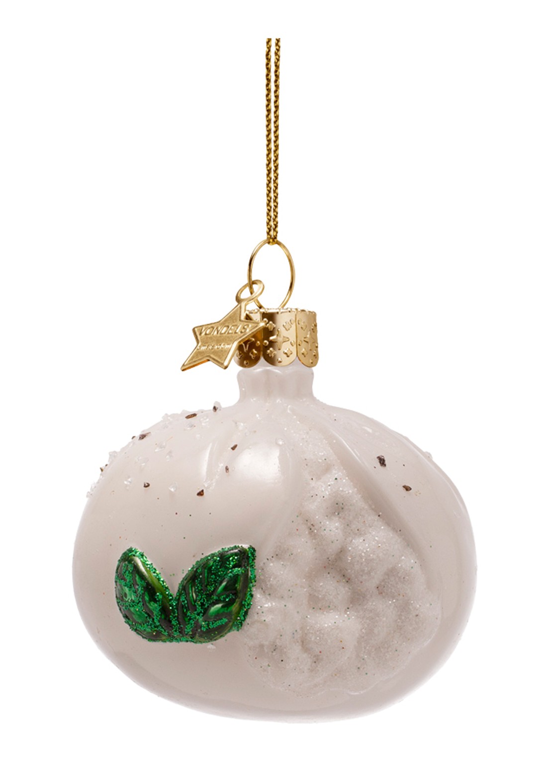 Vondels Burrata Kaas met Basilicum kersthanger 7 cm - voorkant 2 wit