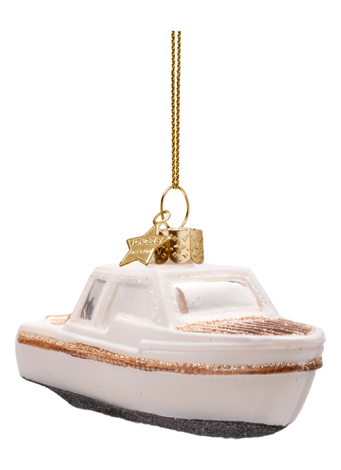 Vondels Cabin boot kersthanger 4,5 cm - detail gebroken wit