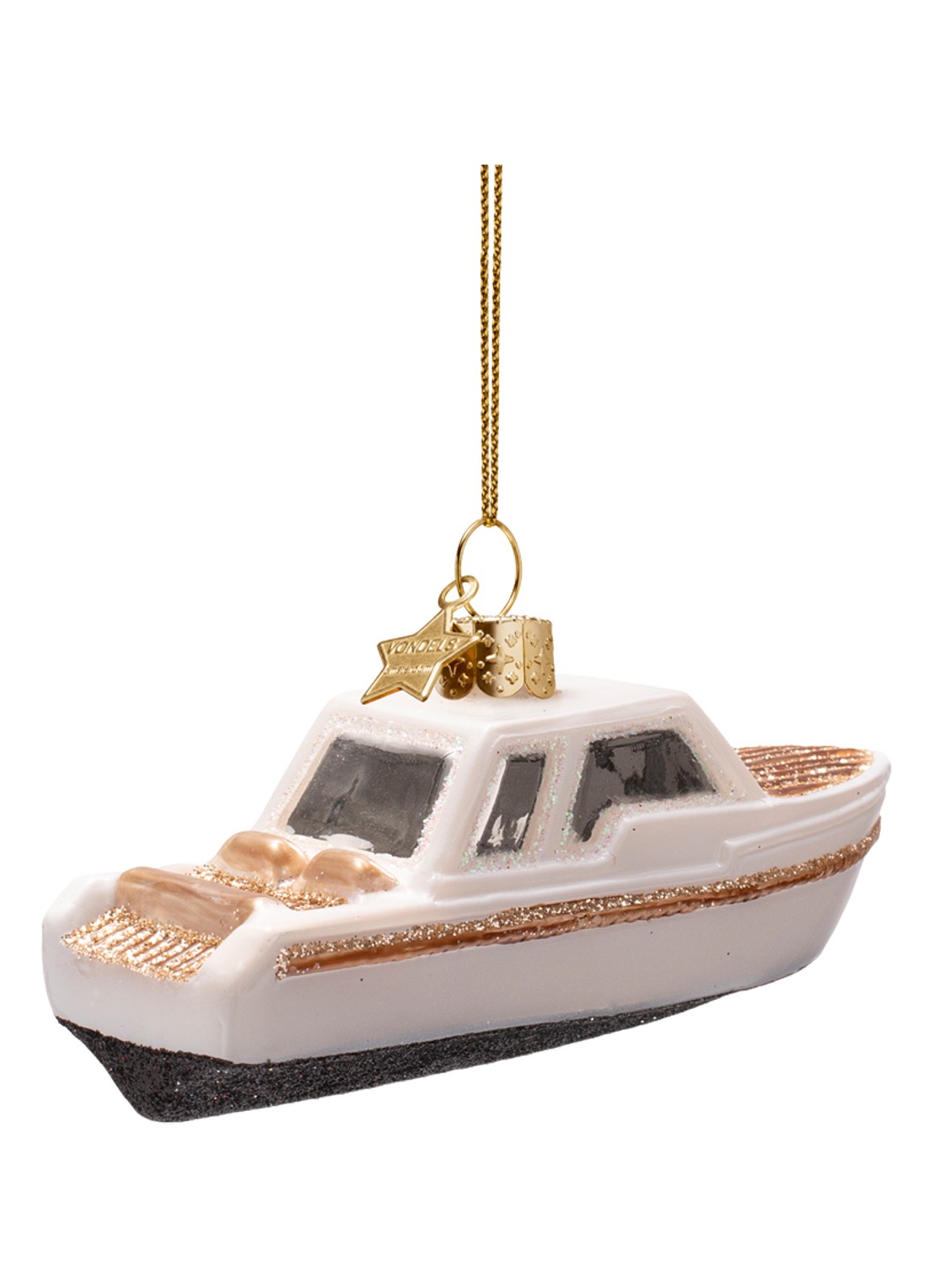 Vondels Cabin boot kersthanger 4,5 cm - detail 4 gebroken wit