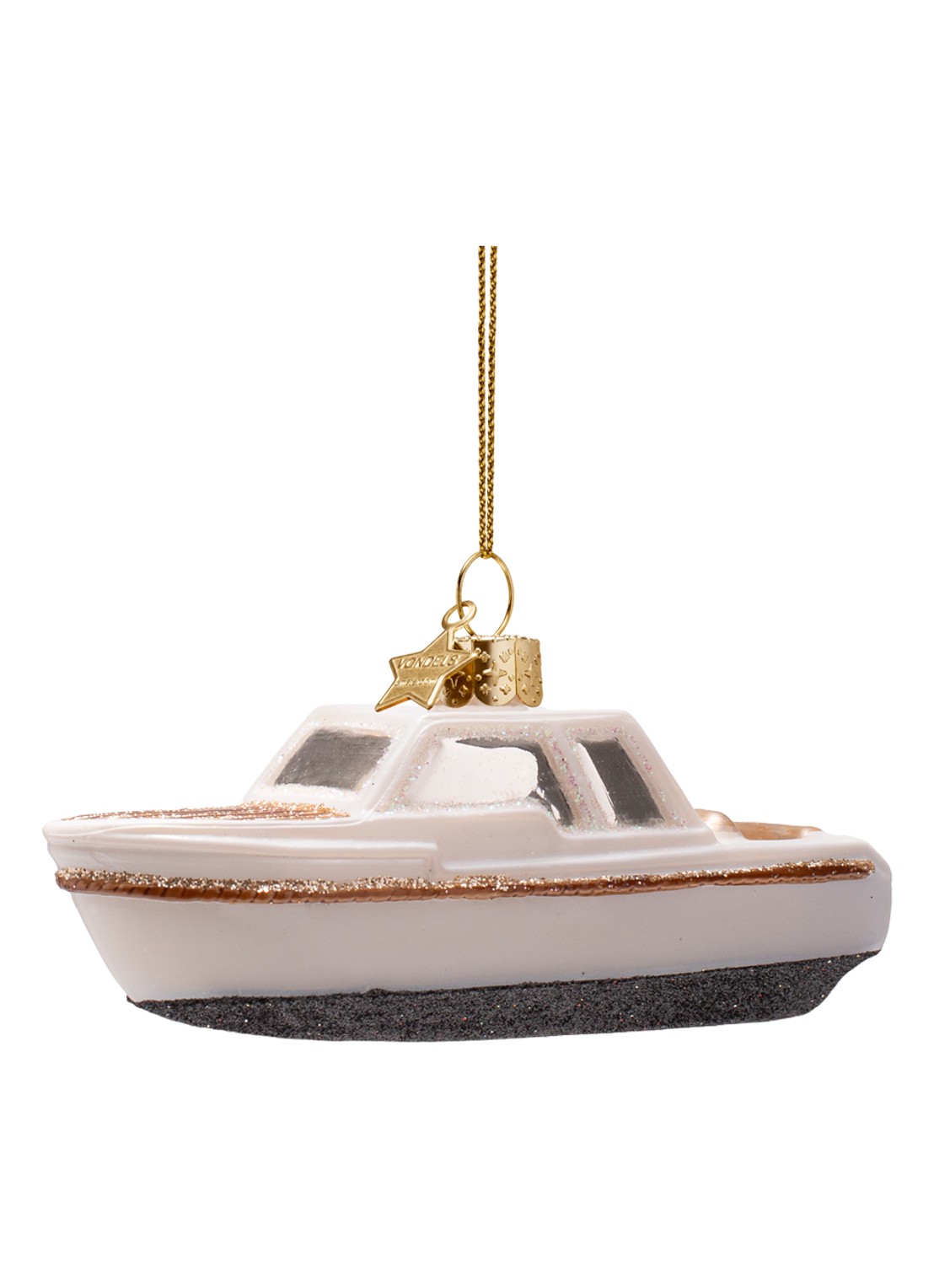 Vondels Cabin boot kersthanger 4,5 cm - voorkant 6 gebroken wit
