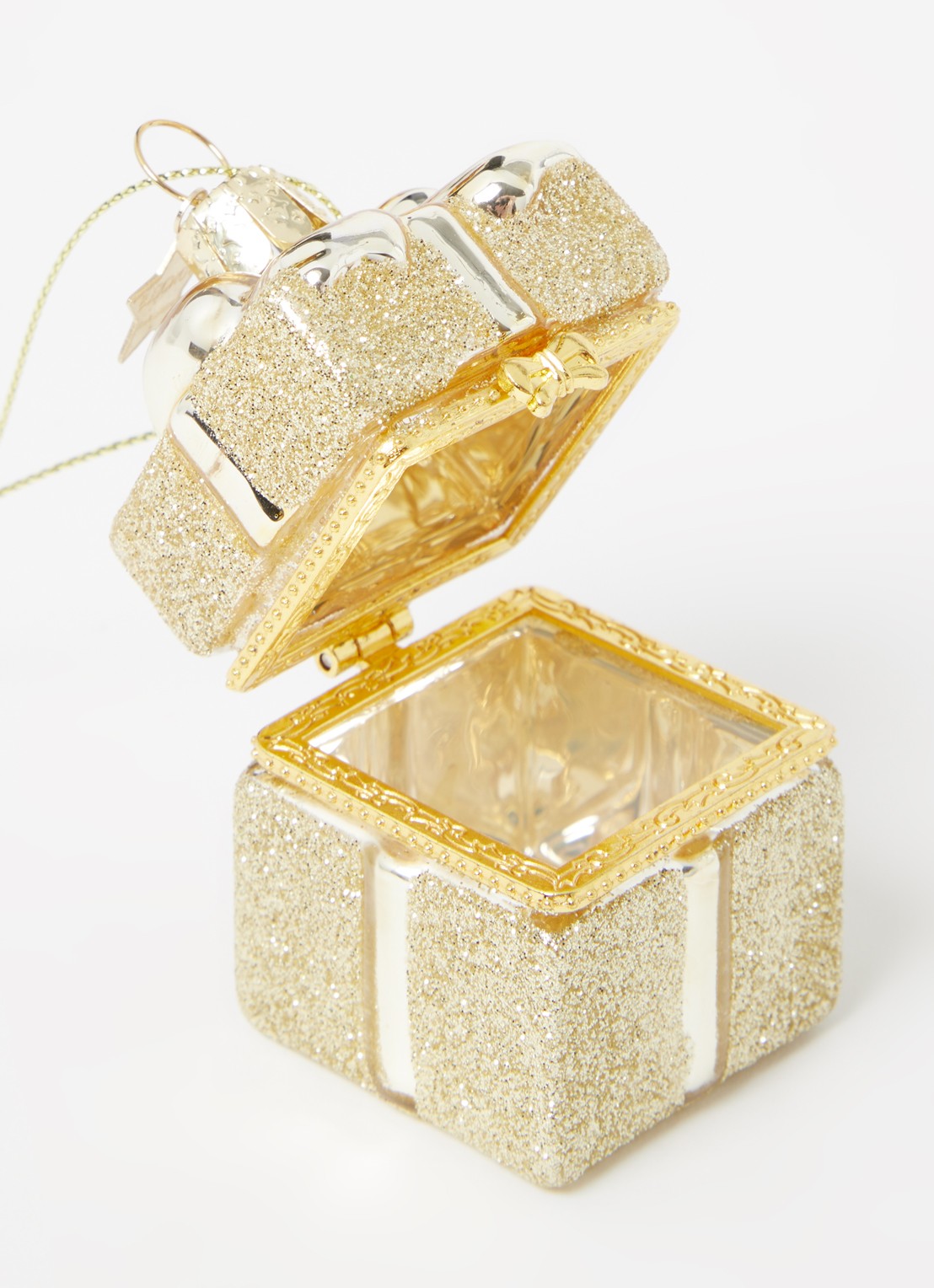 Vondels Cadeau box kersthanger met opening 5,5 cm - detail 3 goud