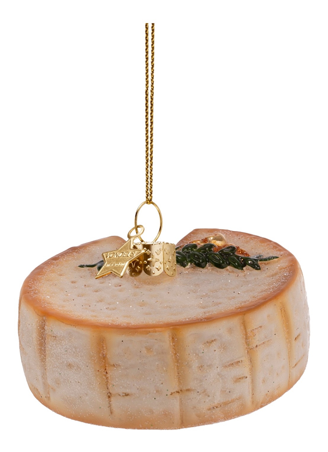 Vondels Camambert kaas kersthanger 4 cm - achterkant 4 goud