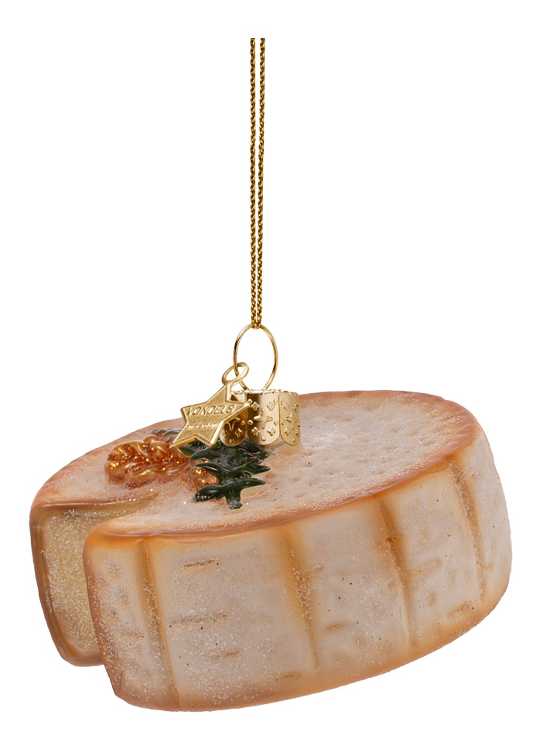 Vondels Camambert kaas kersthanger 4 cm - detail 3 goud