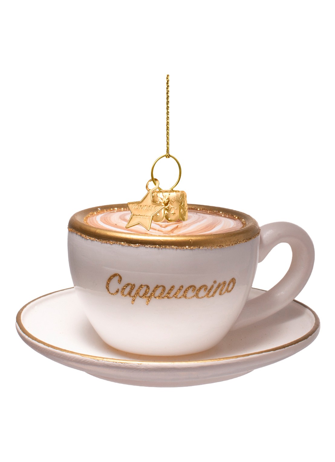 Vondels Cappuccino kersthanger 5,5 cm - voorkant wit
