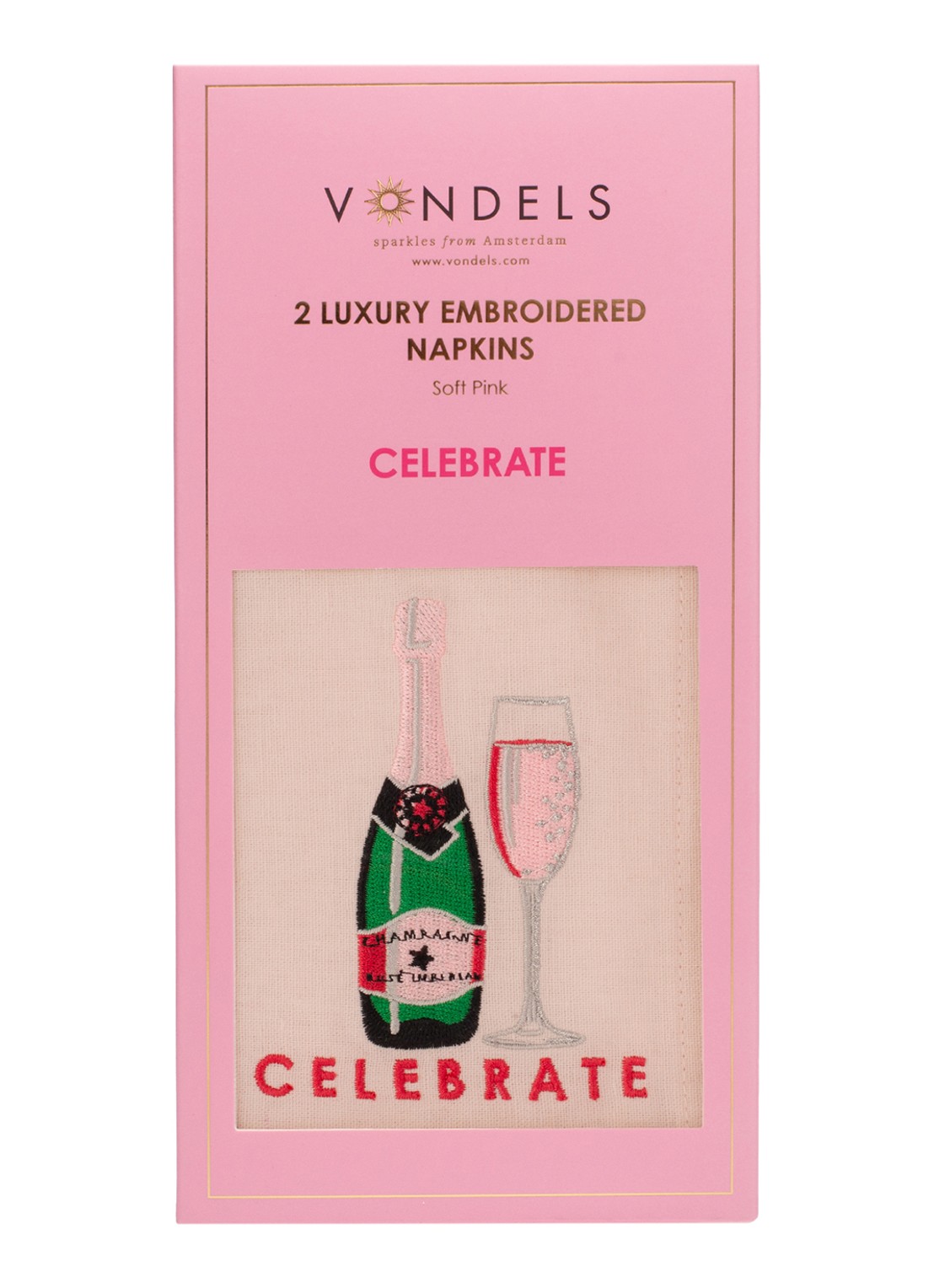 Vondels Celebrate servetten in linnenblend 45 x 45 cm - detail lichtroze