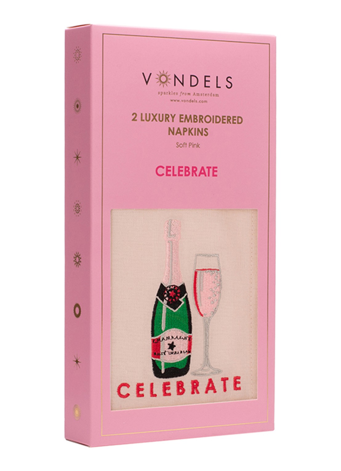 Vondels Celebrate servetten in linnenblend 45 x 45 cm - detail 2 lichtroze