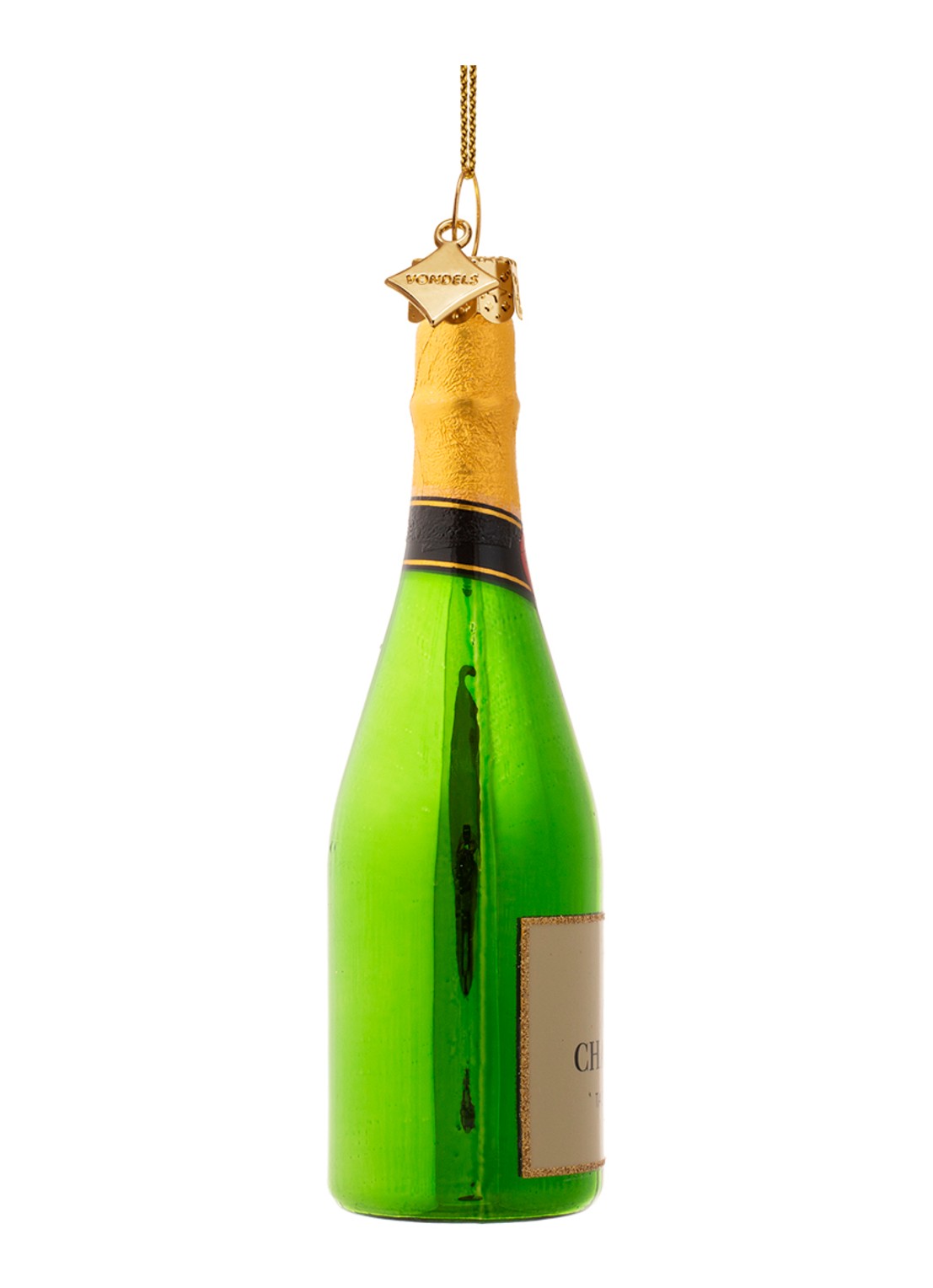 Vondels Champagne Fles kersthanger 13,5 cm - achterkant 7 groen