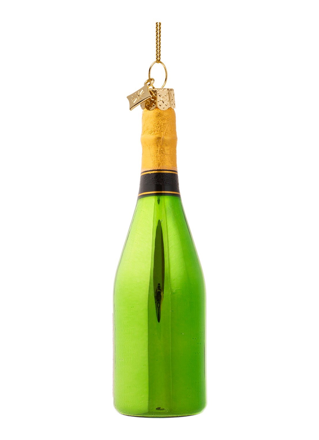 Vondels Champagne Fles kersthanger 13,5 cm - detail 4 groen