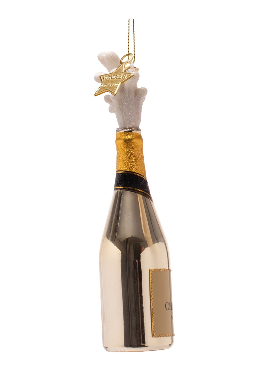 Vondels Champagne Popper Fles kersthanger 16,5cm - detail 4 groen