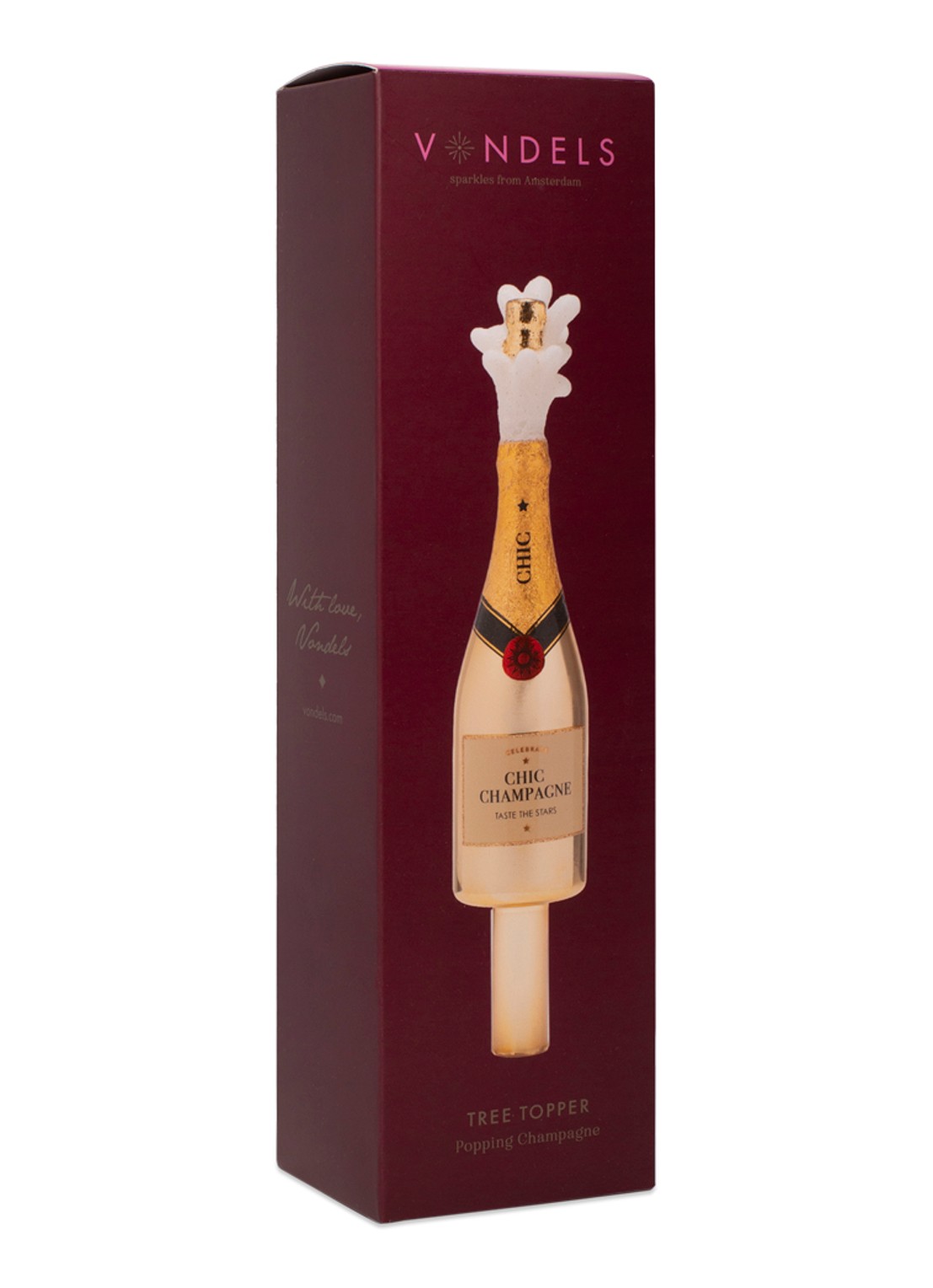 Vondels Champagne Popper Fles piek 15,5 cm - detail 3 goud